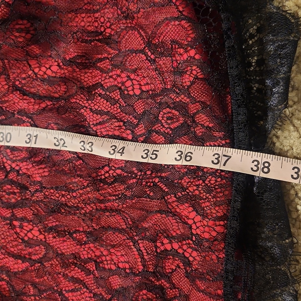 Y2K Lace And Satin Witchy Whimsigoth Red And Black Midi Dress - Picture 10 of 10